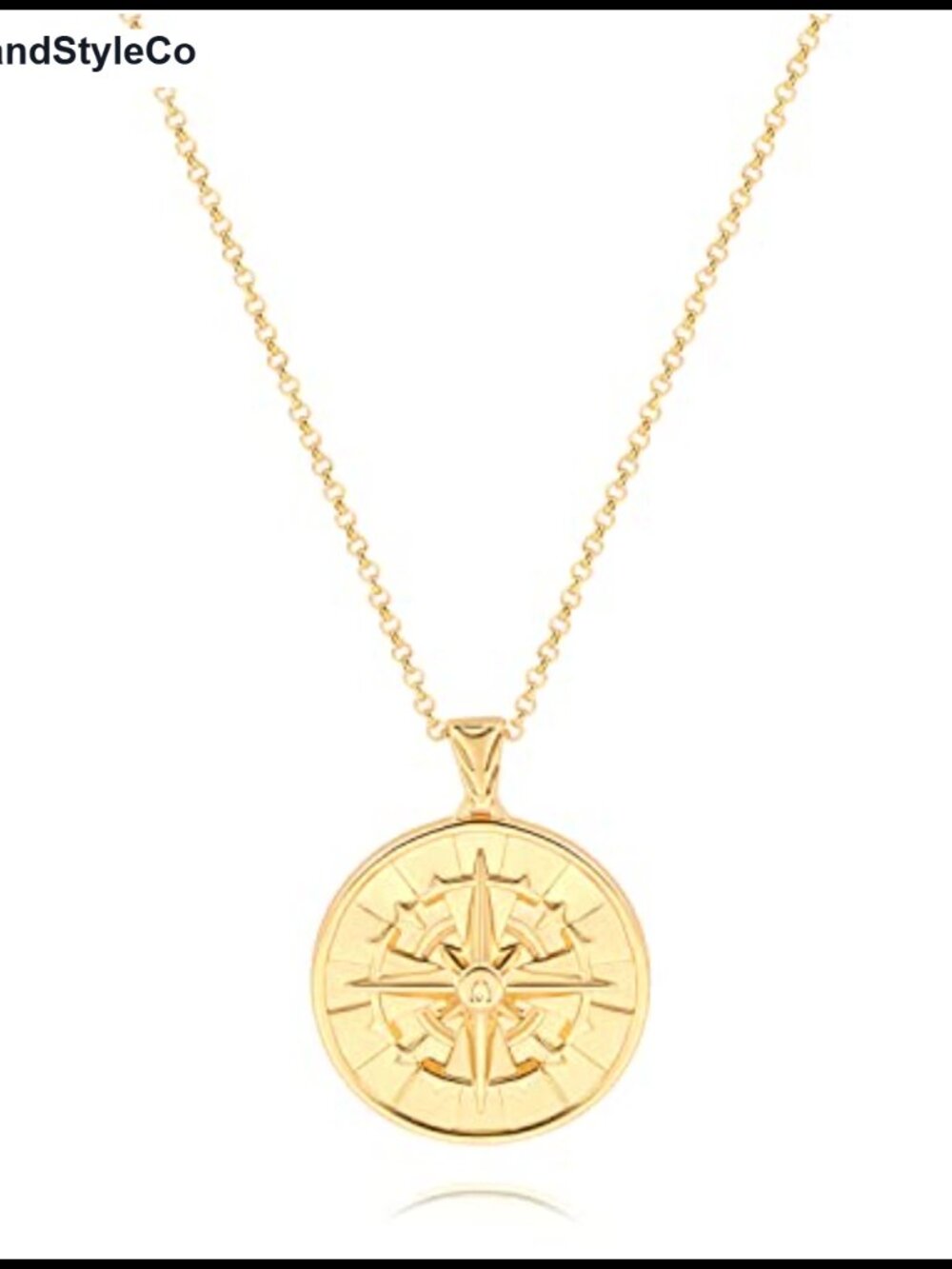 18K Gold Plated Compass Sunflower Coin Pendant Necklace Dainty Layered Jewelry